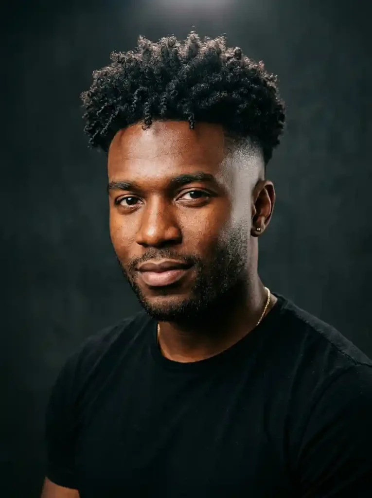 Razor Fade with Natural Coily Top for Powerful Texture Ultra Clean