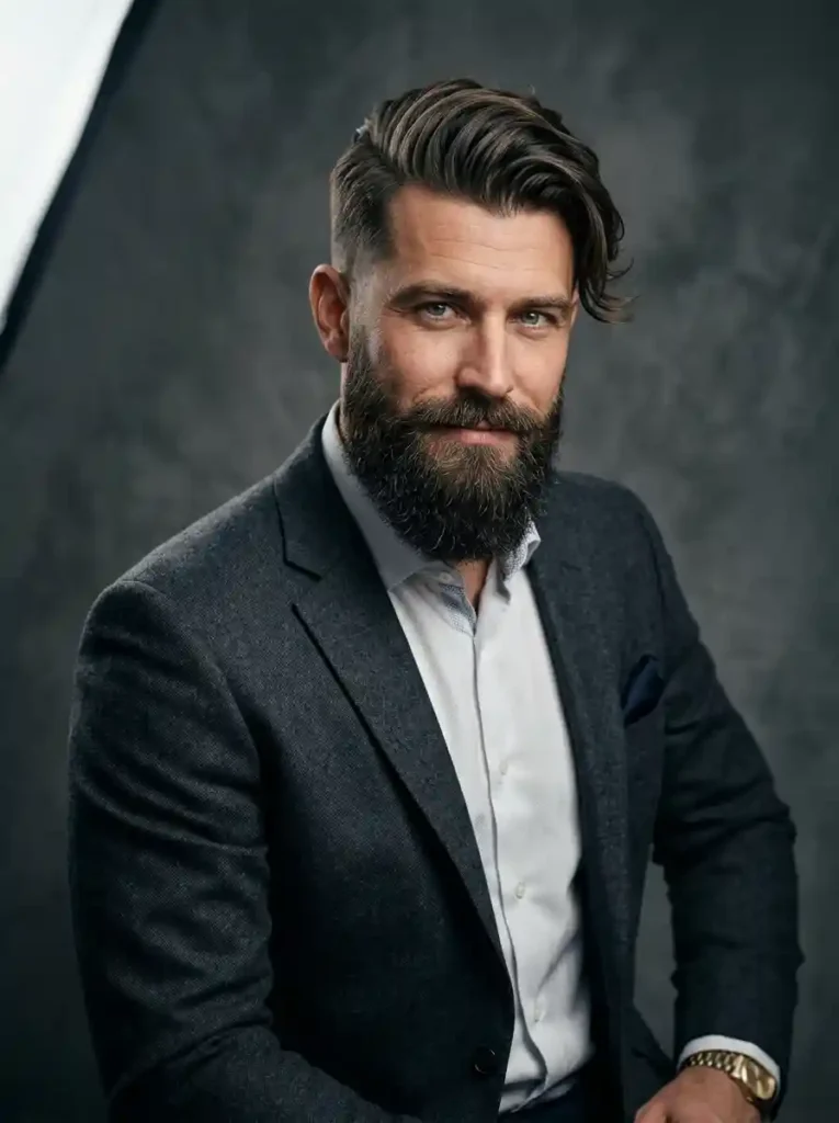 Side Swept Undercut with Beard