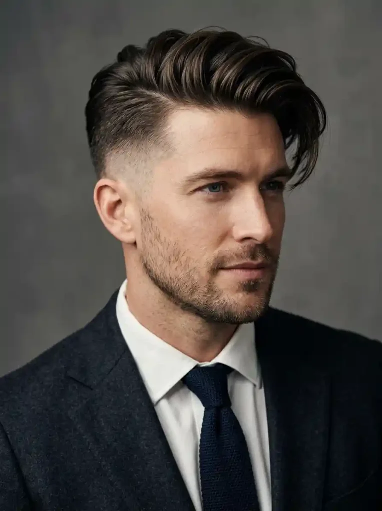 Side Swept Undercut with Pompadour