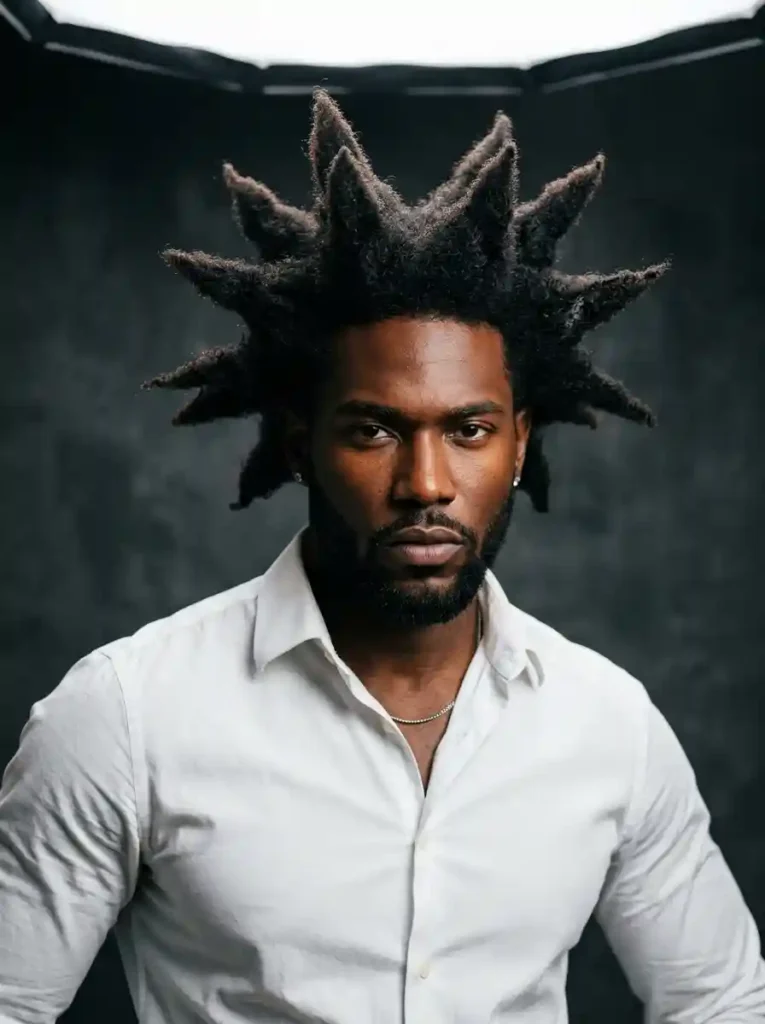 Spiky Hair on Natural Coily Afro for Cultural Bold Edge