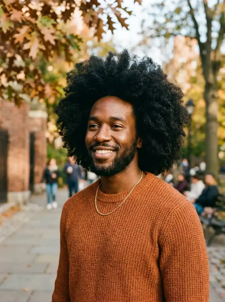 Stretched Afro for Natural Length Reveal and Volume
