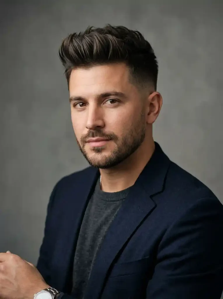 Textured Quiff for Round Faces
