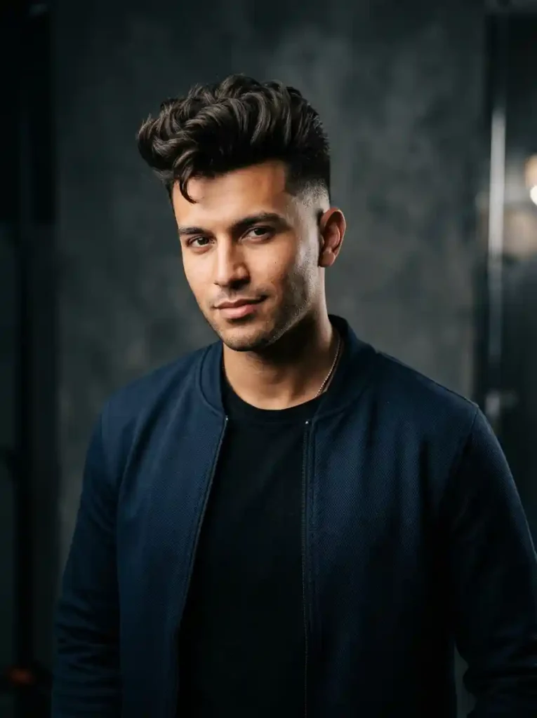 Textured Quiff with Fade for Bold Confident Elevation