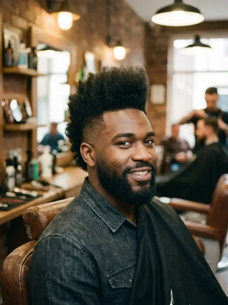 The Burst Fade Mohawk for Thick Hair