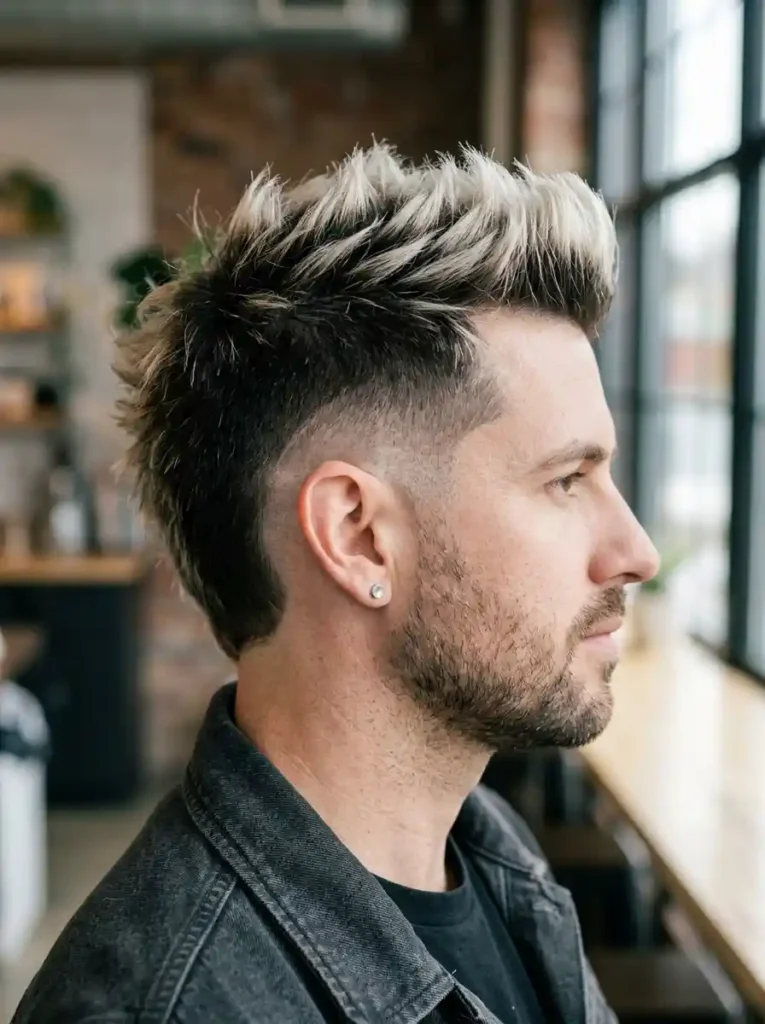 The Burst Fade Mohawk with Bleached Tips