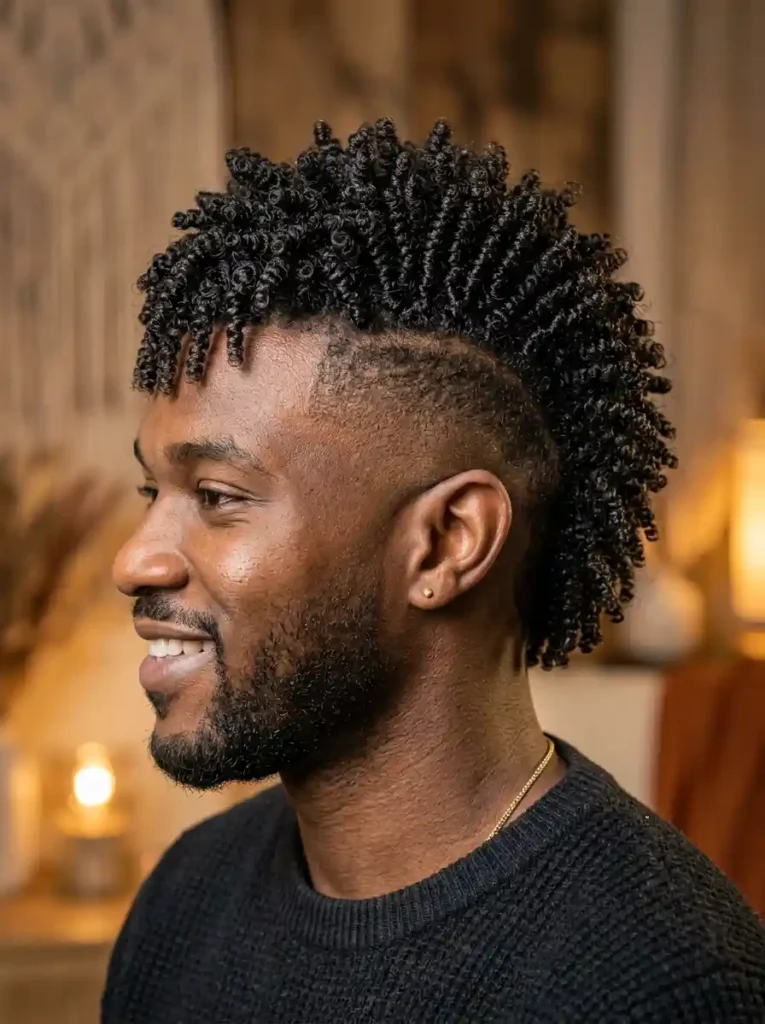 The Burst Fade Mohawk with Defined Coils