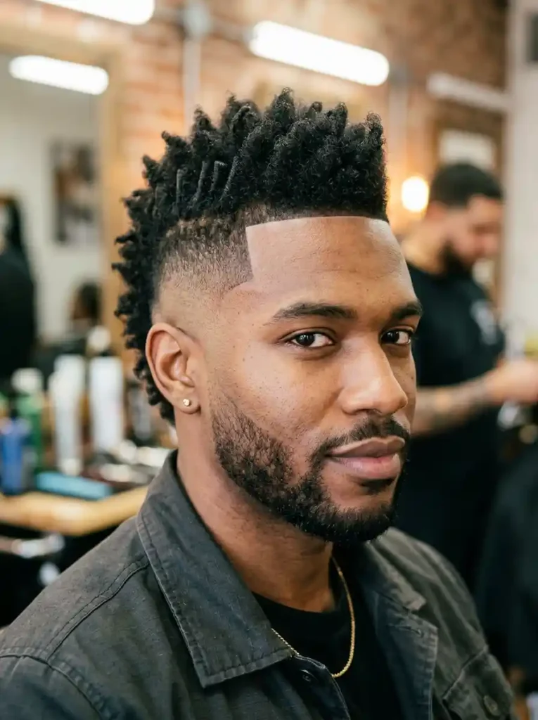 The Burst Fade Mohawk with Defined Line Up