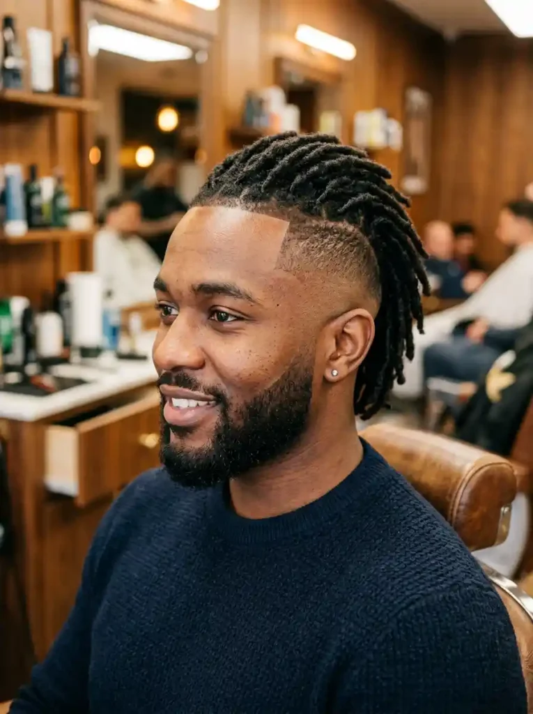 The Burst Fade Mohawk with Locs