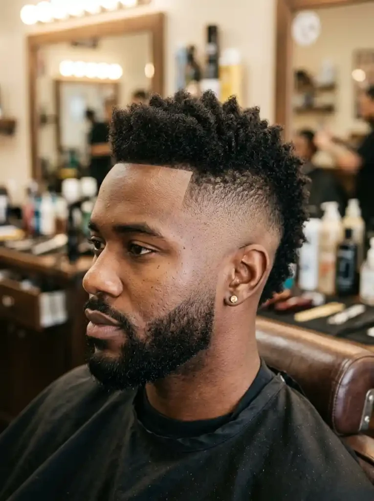 The Burst Fade Mohawk with Skin Fade Blend