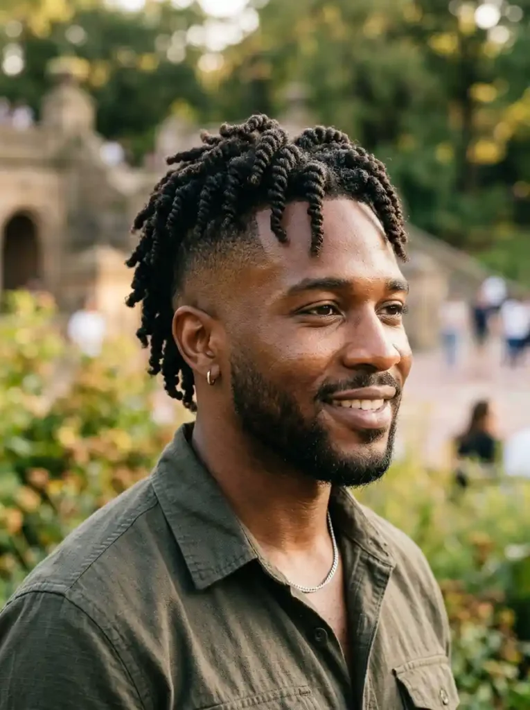 The Burst Fade Mohawk with Twist Out