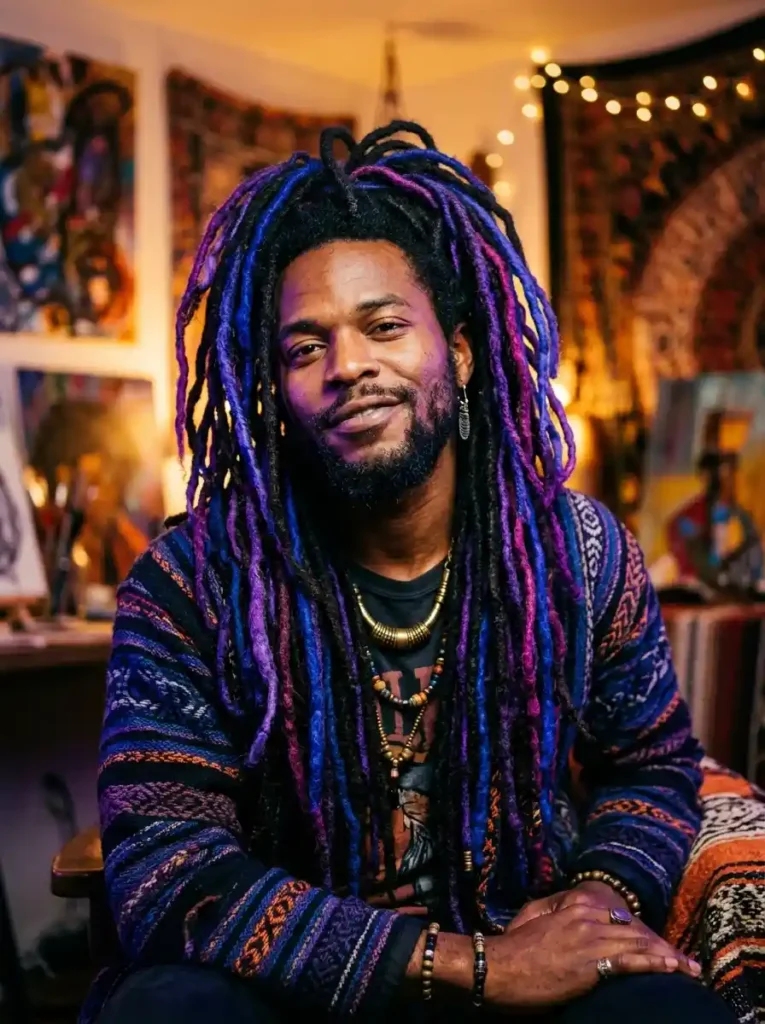 The Colored Partial Locs for Bold Creative Contrast