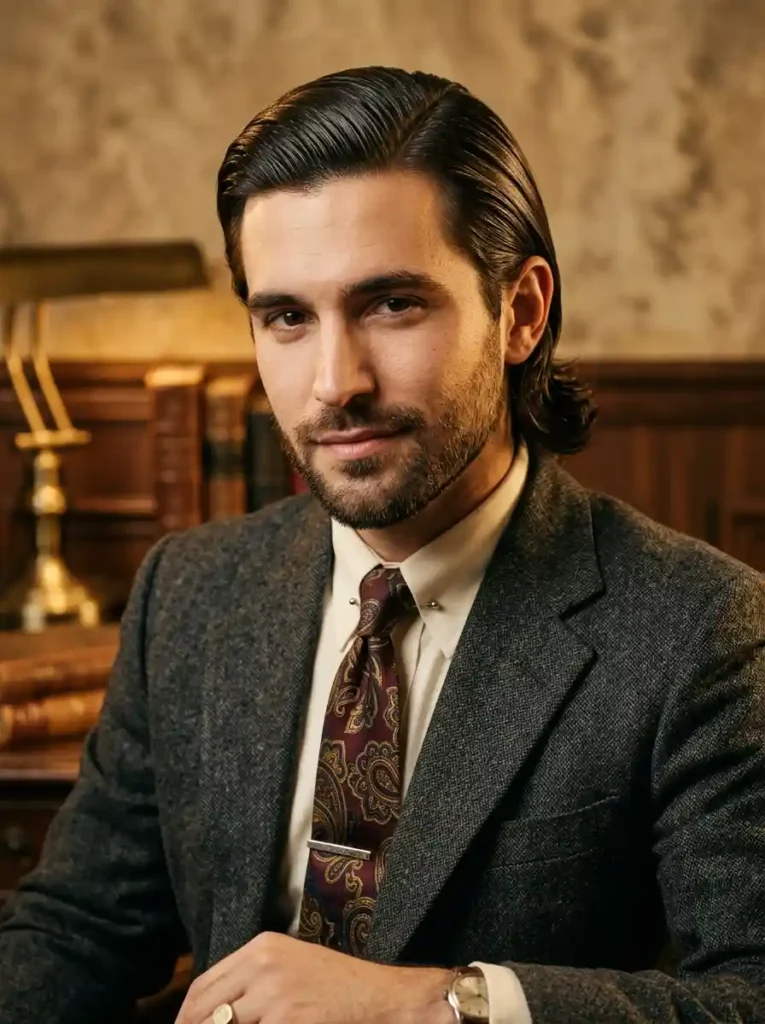 The Long Hair Slicked Side Part for Vintage Modern Fusion