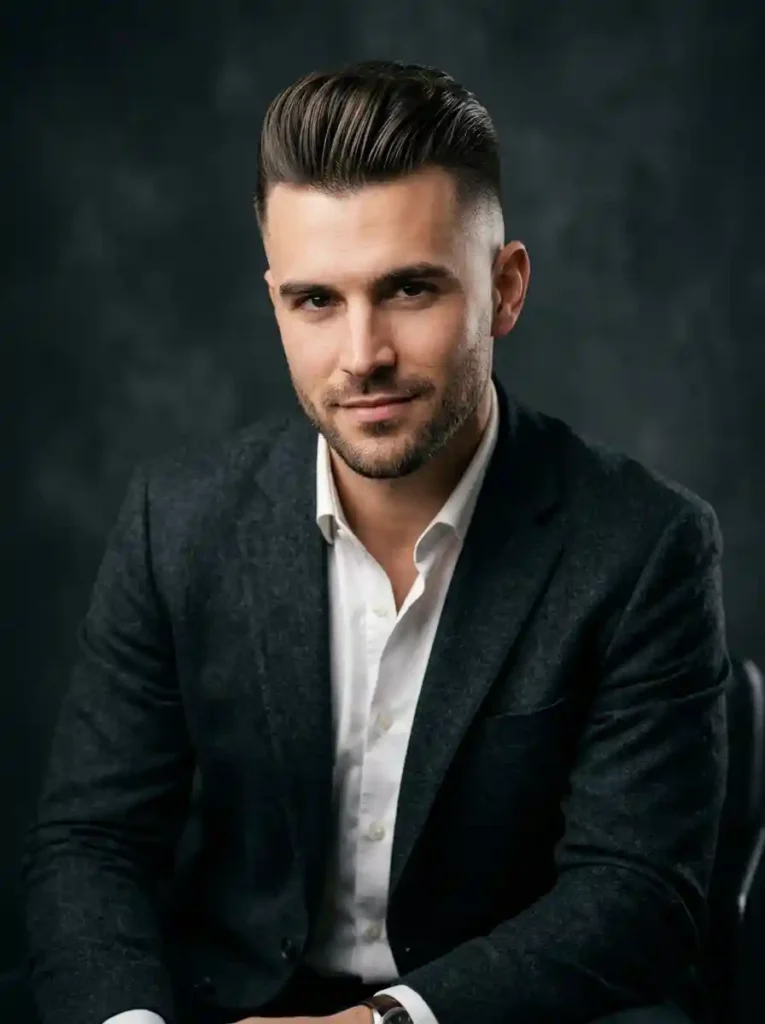 The Short Pompadour with Skin Fade