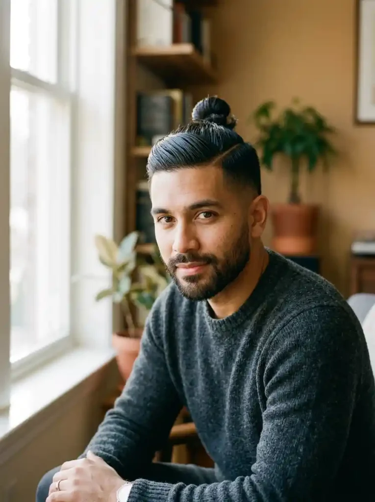 The Top Knot with Side Part